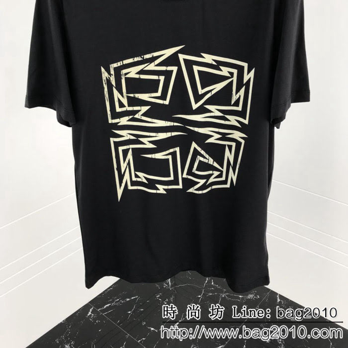 GVC紀梵希 19早春新款 火焰圖案 雙股絲光棉 男款短袖 ydi1540